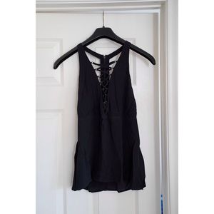 Express lace-up sexy black blouse